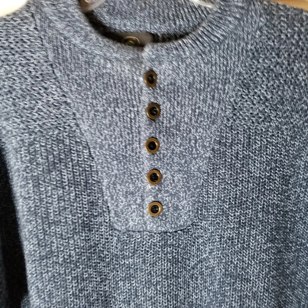 Red Head Blue Henley Pullover Knit Sweater‎ Long Sleeve Sweatshirt Size X…